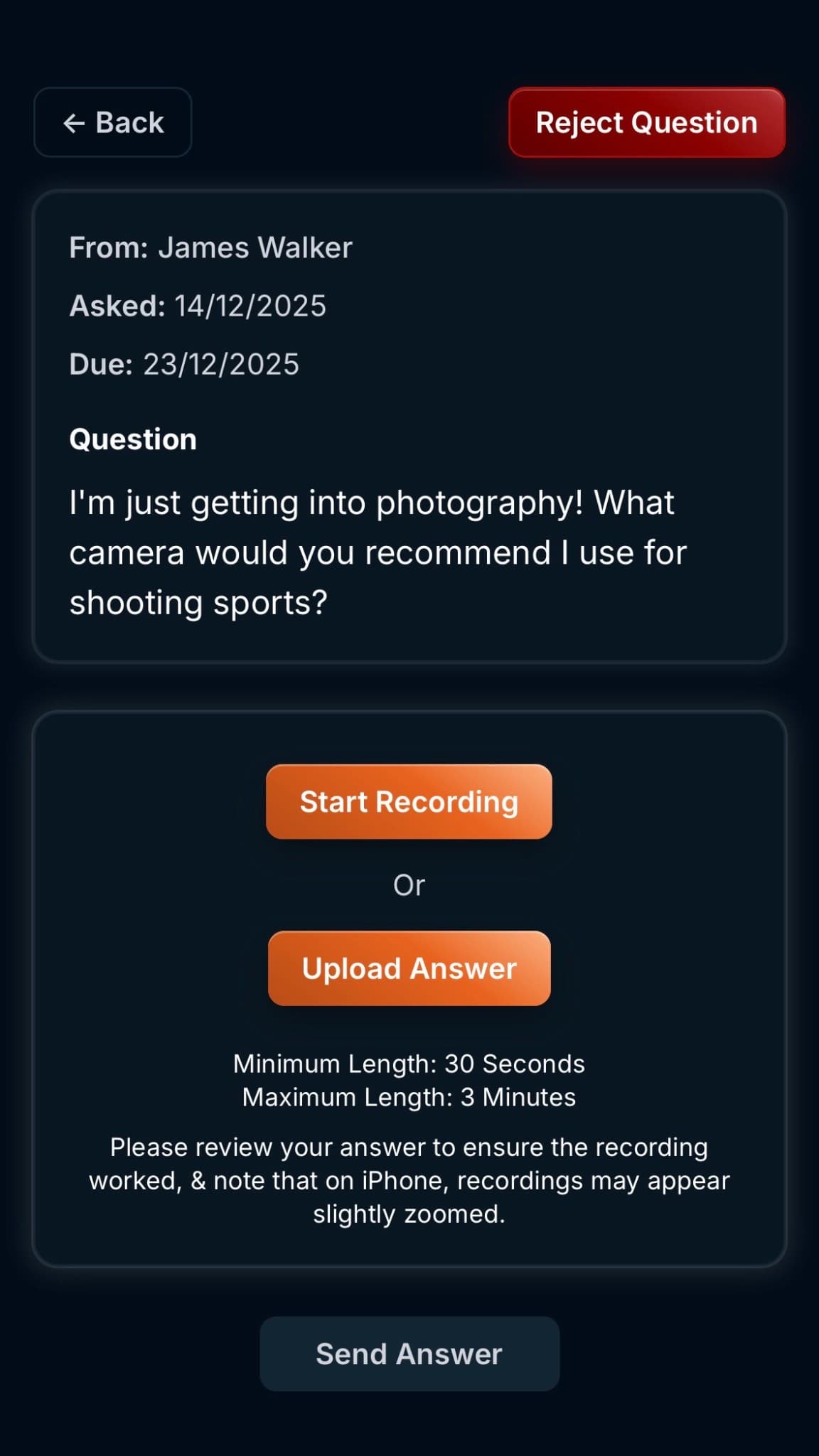 Askio questions dashboard